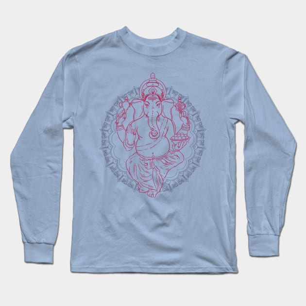 Ganesha - ganesha hindu buddhism elephant with mandala Long Sleeve T-Shirt by OutfittersAve